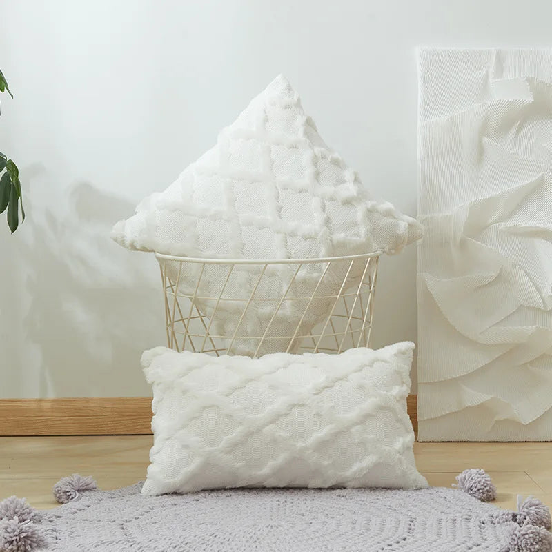 Plush Wool-Inspired Throw Pillow Cover – Soft Textured Accent for Cozy Boho Spaces