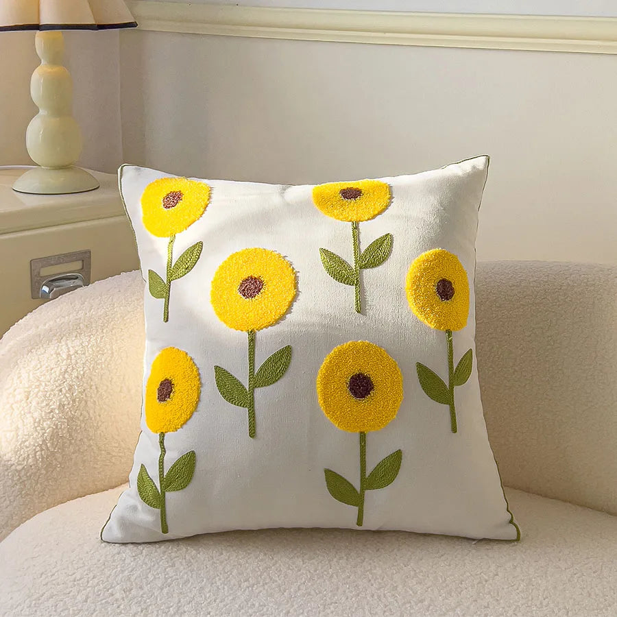 Boho Floral Tufted Decorative Throw Pillow Cover