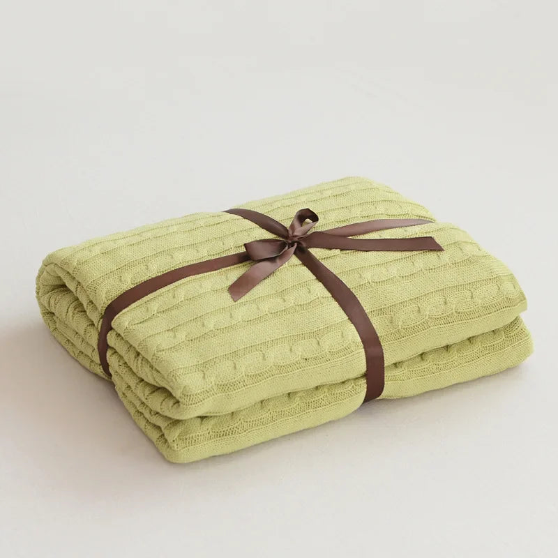 100% Cotton Cable Knit Throw Blanket – Soft & Breathable Boho Home Decor