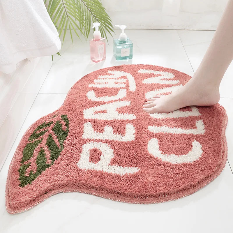 Peach & Lemon Shaped Microfiber Bath Mats – Soft, Absorbent & Non-Slip Bathroom Rugs