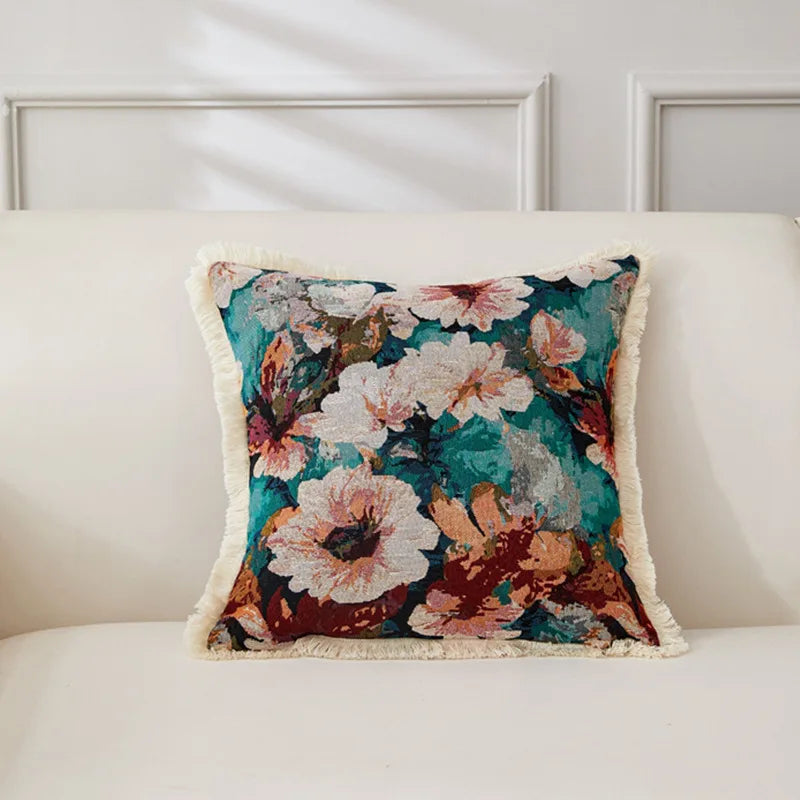 Retro Cotton & Linen Jacquard Throw Pillow Cover β 18" Γ 18" Vintage-Inspired Accent