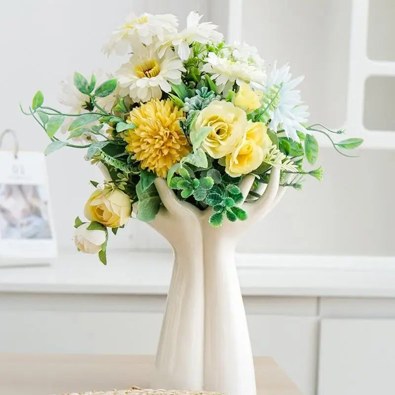 Modern Nordic Hand-Shaped Ceramic Vase – Unique Artistic Flower Pot for Home & Office Decor