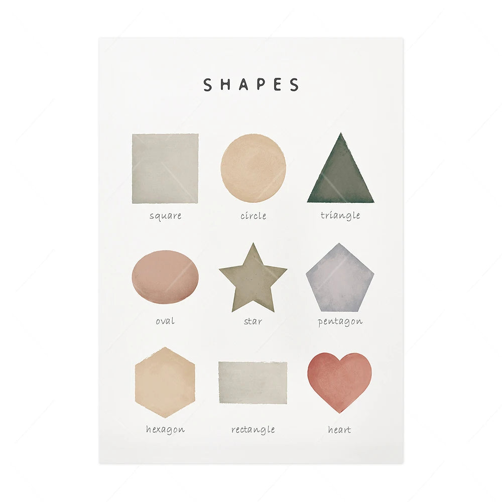 Alphabet & Number Educational Canvas Prints – Boho Nursery Wall Art
