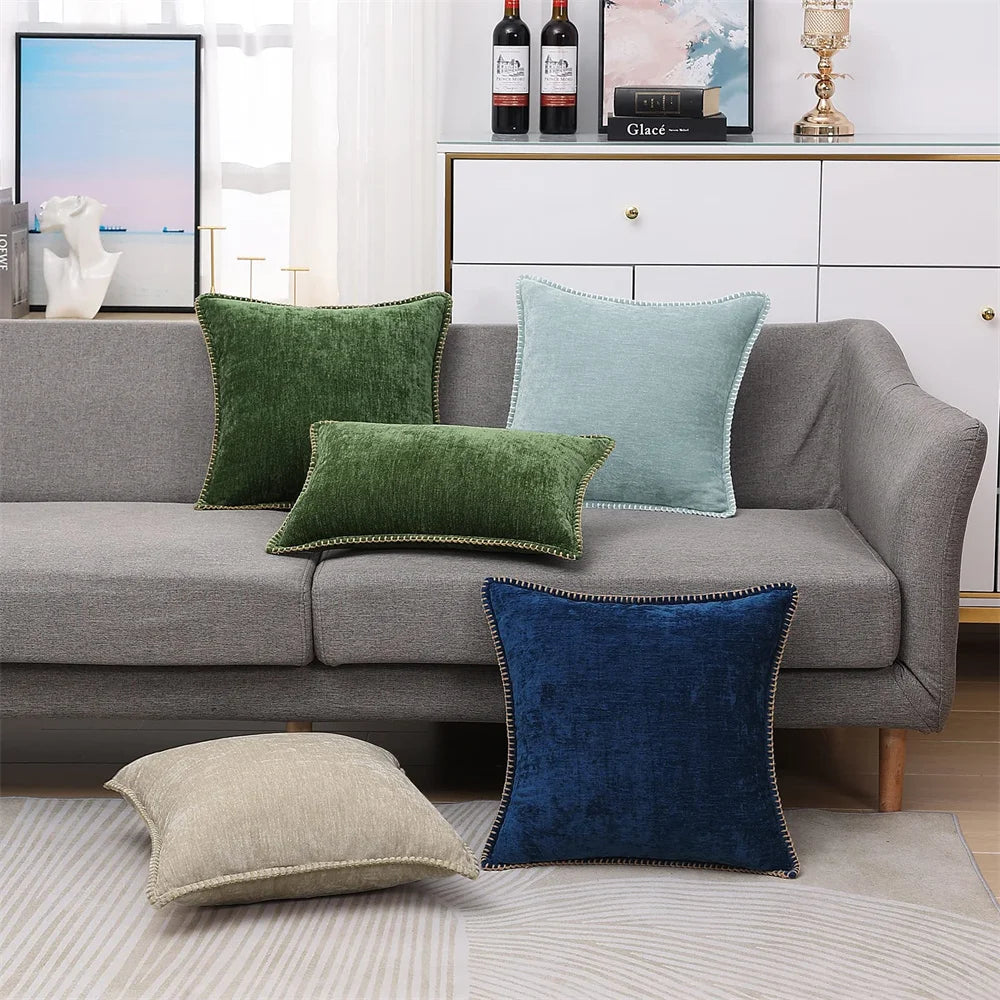 Luxury Chenille Throw Pillow Cover - Forest Green
