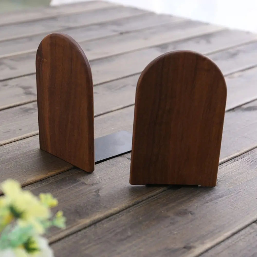1Pc Book Holder Nature Wooden Bookend Beech Walnut Desk Organizer Desktop Bookshelf Simple Wood Book Support Boho Minimalism