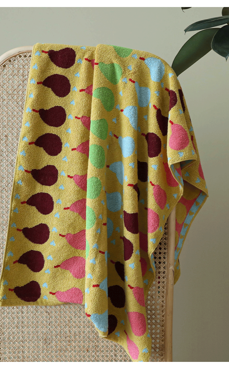 Pear Pattern Cotton Soft & Absorbent Boho Bath Towel