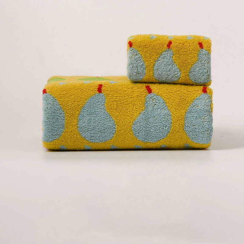Pear Pattern Cotton Soft & Absorbent Boho Bath Towel