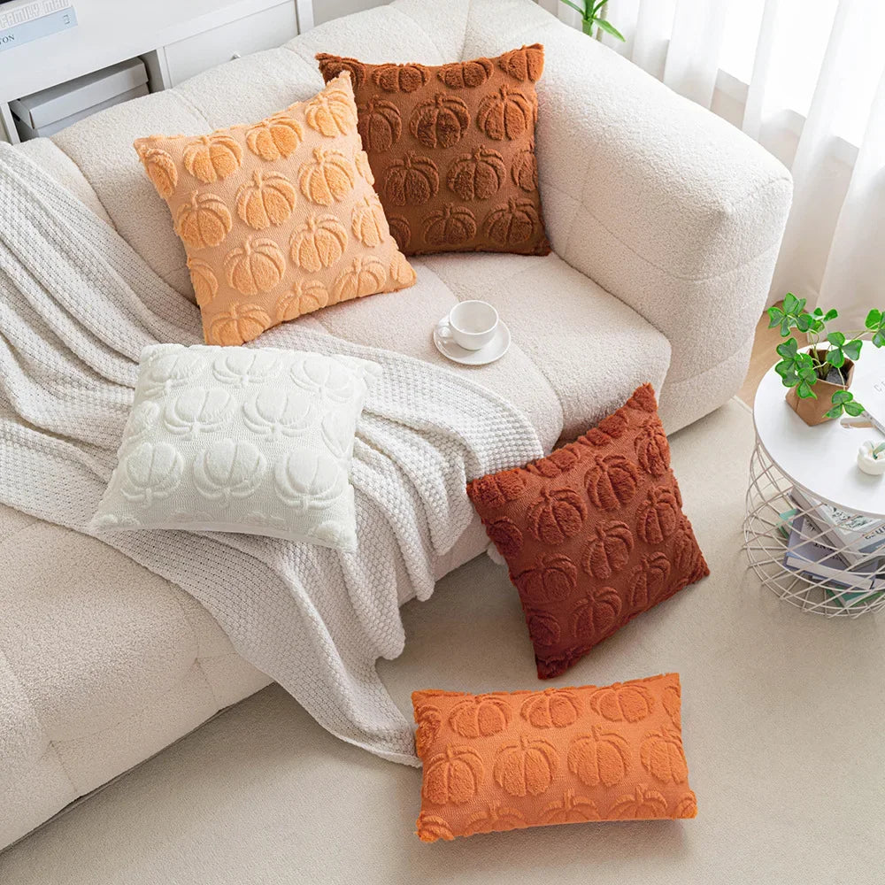Plush Pumpkin Pillow Cover – Cozy Autumn Accent for Sofa or Bed