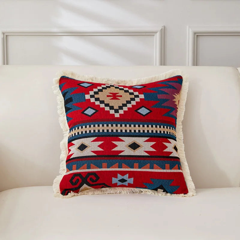 Retro Cotton & Linen Jacquard Throw Pillow Cover β 18" Γ 18" Vintage-Inspired Accent