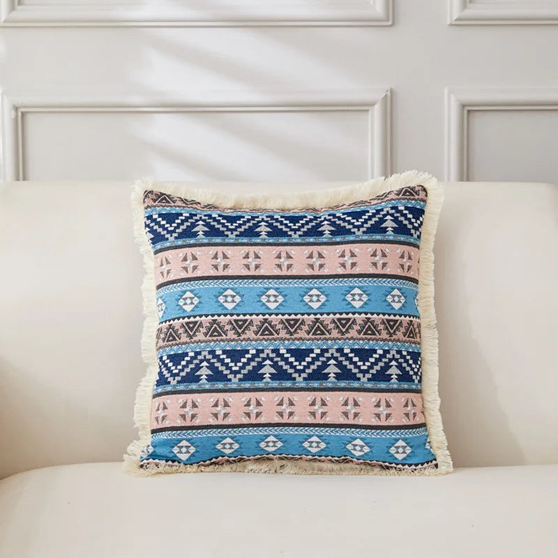 Retro Cotton & Linen Jacquard Throw Pillow Cover β 18" Γ 18" Vintage-Inspired Accent