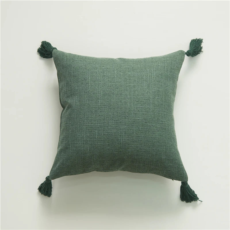 Linen Feel Tassel Pillow Cover – Cushion Cover for Sofa, Bed & Chair | Summer Boho Home Decor