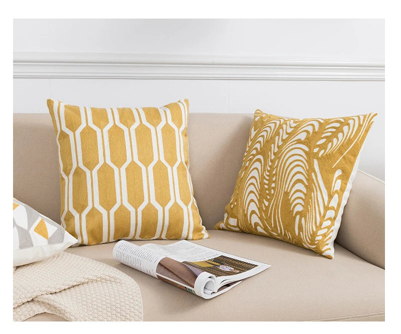 Cozy Embroidered Throw Pillow Cover – Nordic-Inspired Boho Home Decor Accent
