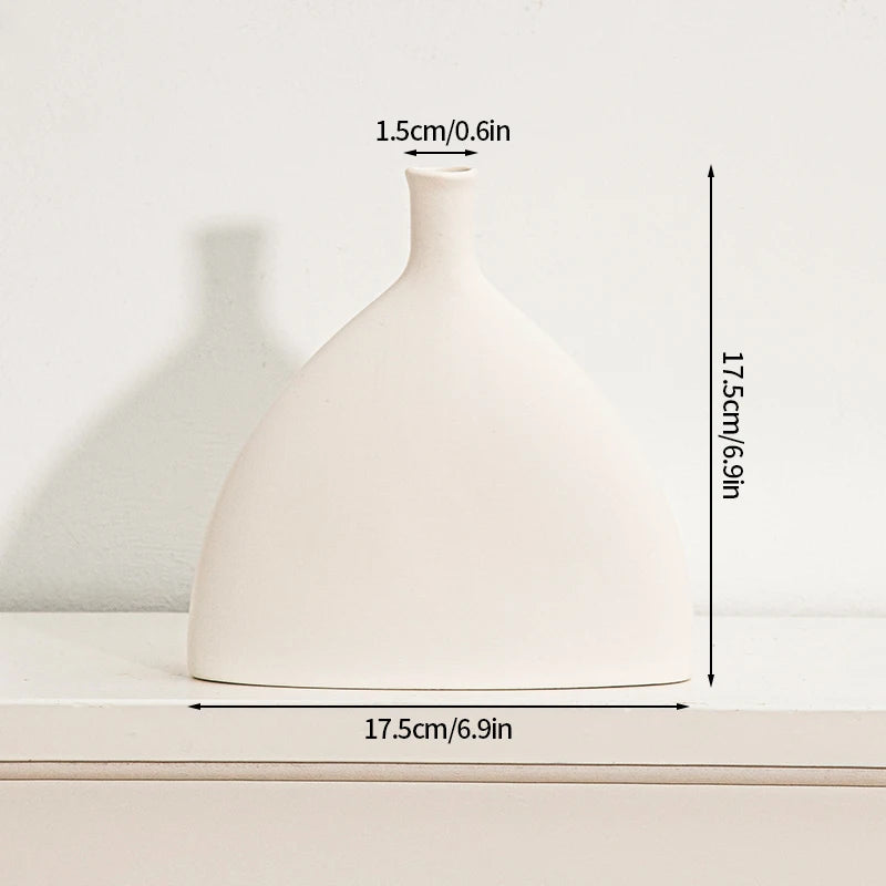 Modern White Ceramic Vase – Minimalist Decorative Vase for Pampas Grass, Flowers & Home Accents