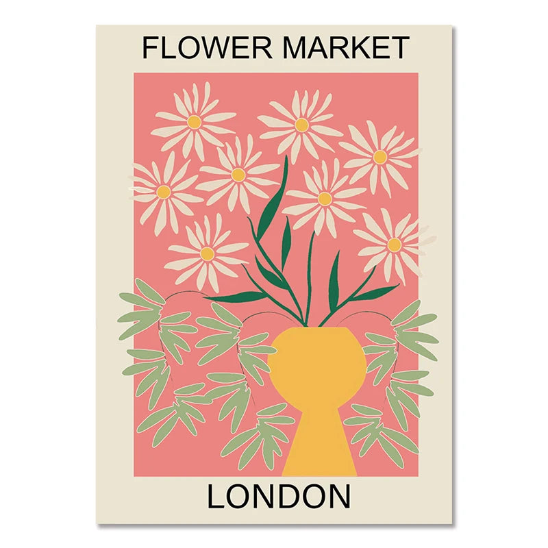 Flower Market Canvas Print – Botanical Wall Art for Boho Home Decor