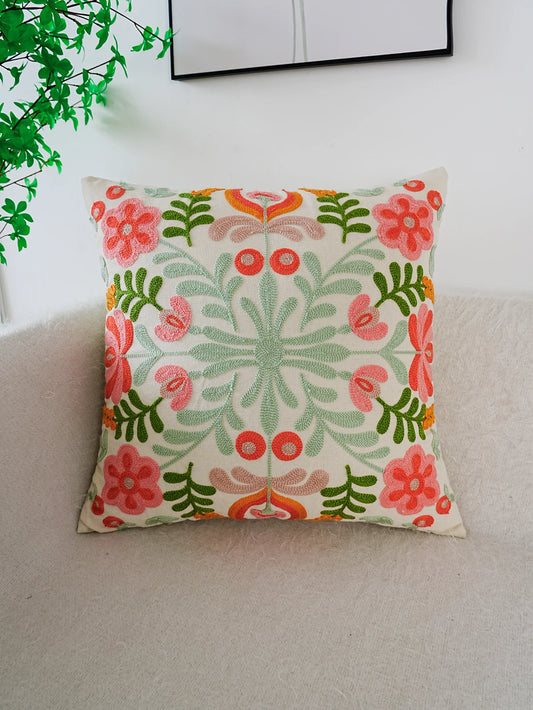 1pc Colorful Flower Exquisite Embroidery Cushion Floral Throw Pillow Cover Without Insert For Home Decor Living Room Boho Pillowcase Throw