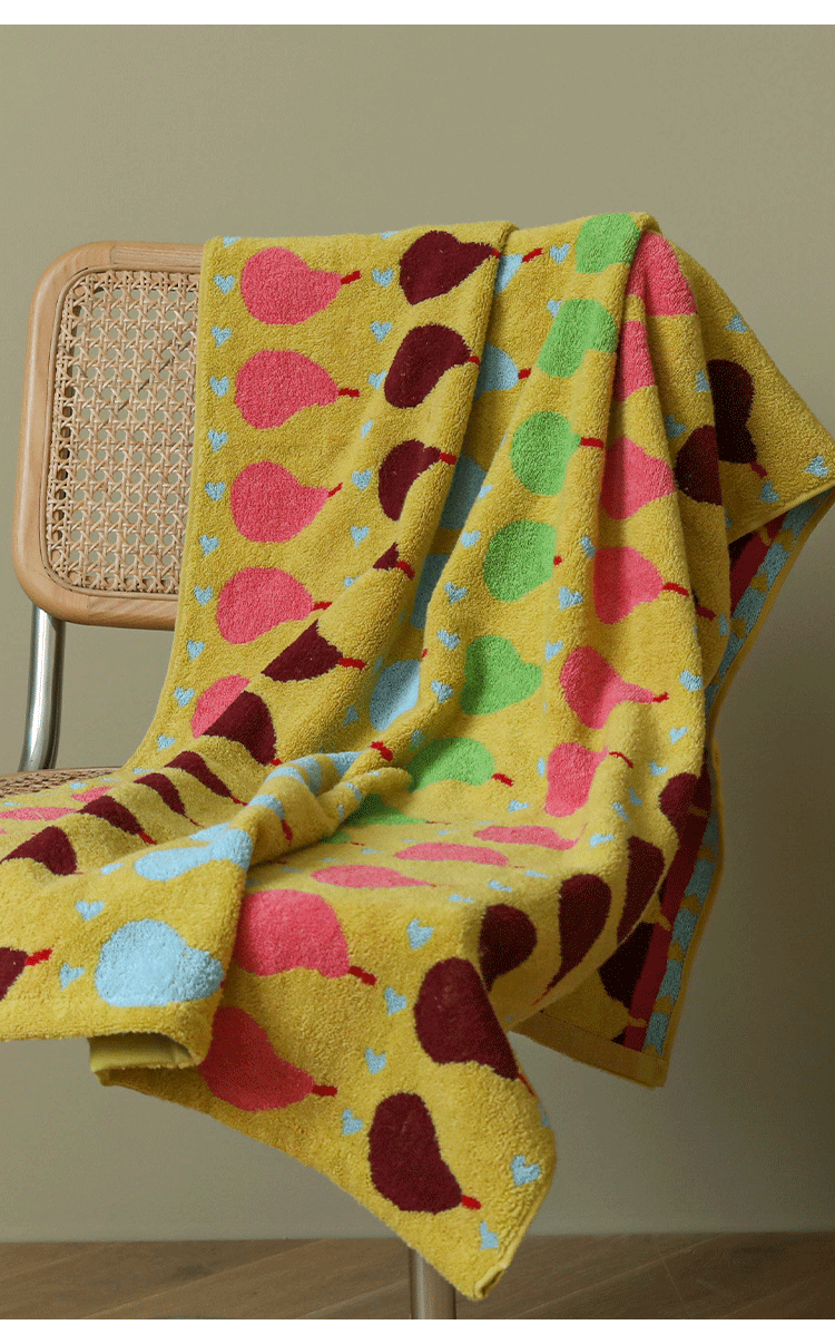 Pear Pattern Cotton Soft & Absorbent Boho Bath Towel