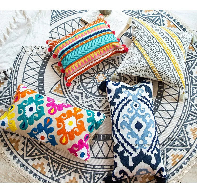 Boho Home Decor Cotton Pillowcase – Decorative Bohemian Sofa Cushion Cover for Living Room