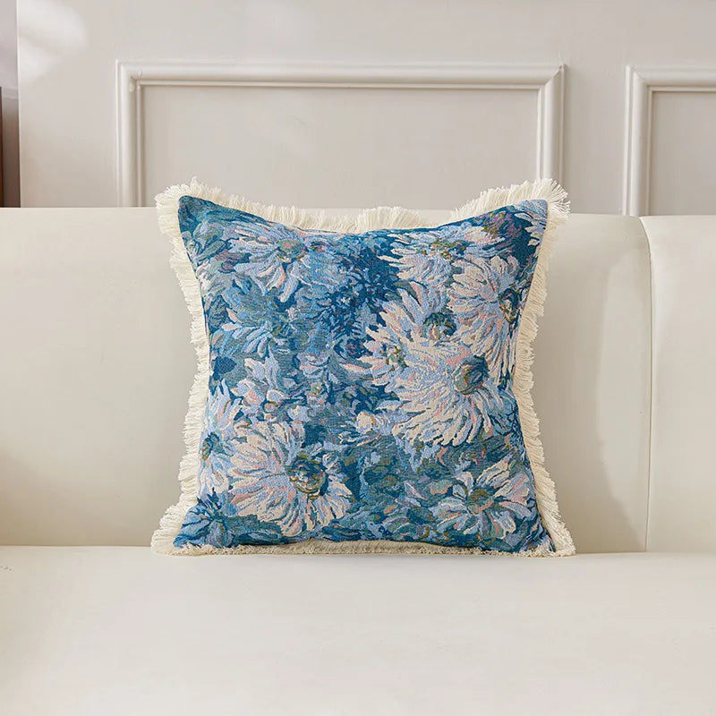 Retro Cotton & Linen Jacquard Throw Pillow Cover β 18" Γ 18" Vintage-Inspired Accent