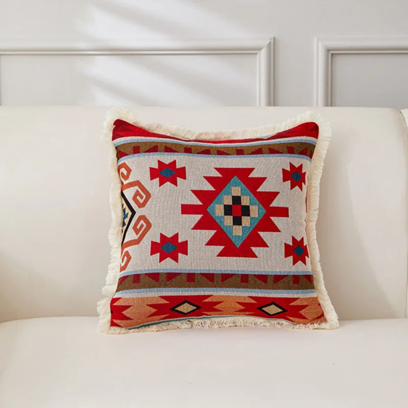 Retro Cotton & Linen Jacquard Throw Pillow Cover β 18" Γ 18" Vintage-Inspired Accent