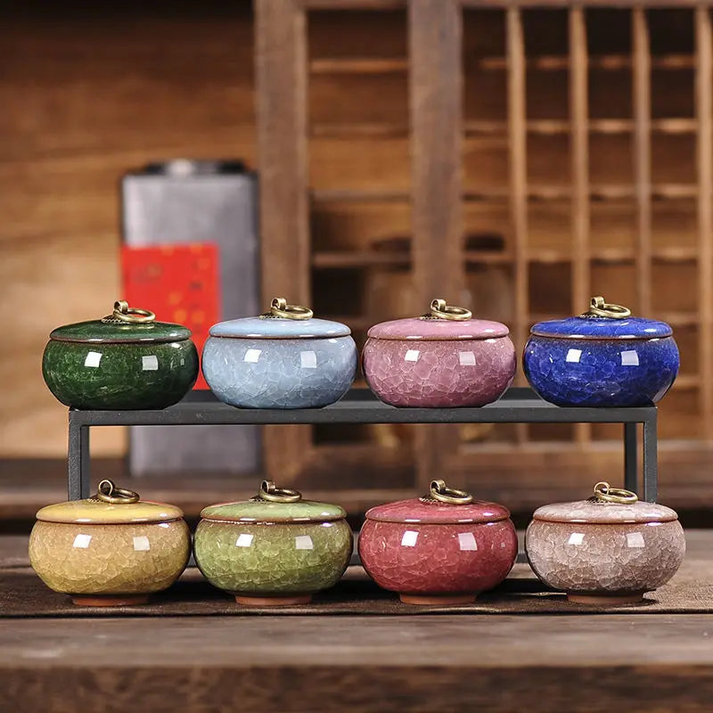 Mini Ceramic Storage Jar with Lid – Airtight Kitchen Container for Tea, Coffee & Spices