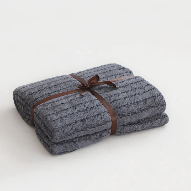 100% Cotton Cable Knit Throw Blanket – Soft & Breathable Boho Home Decor