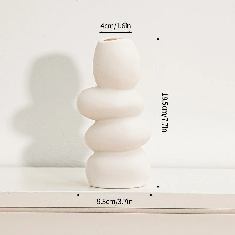 Modern White Ceramic Vase – Minimalist Decorative Vase for Pampas Grass, Flowers & Home Accents