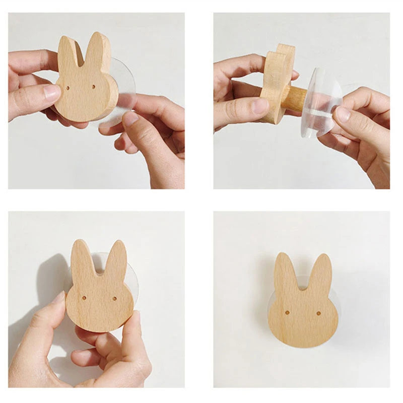 Cute Wooden Animal Wood Wall Hook – Beech Wood Decorative Hanger for Kids Rooms, Entryways, Kitchens & More (1pc) Giraffee Rabbit Hippo Cat Octopus Lion Cat Dog Elephant Dog Nursery
