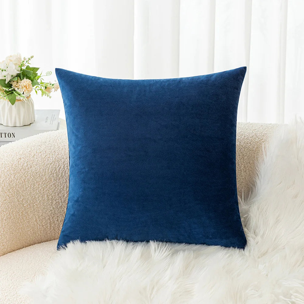 Velvet Pillowcase Sofa Cushion Cover – Solid Color Throw Pillow Case for Living Room
