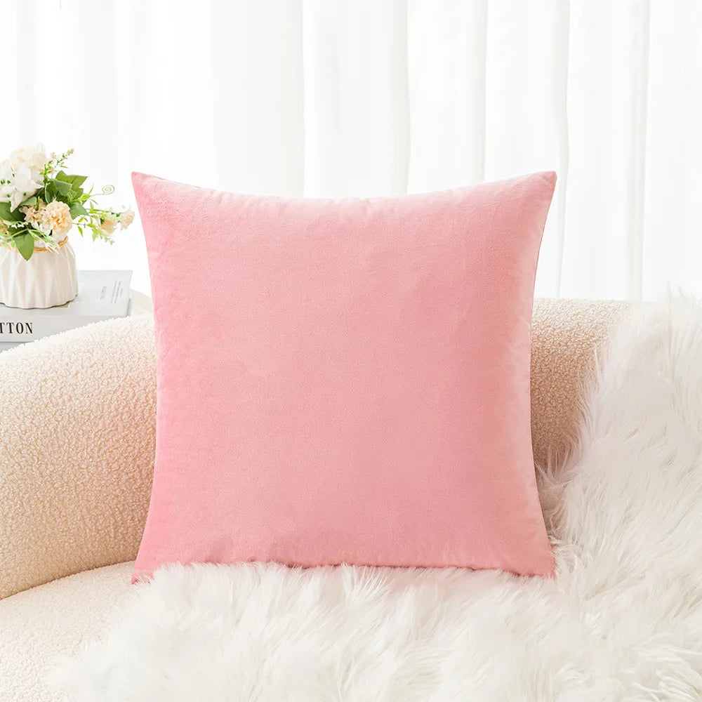 Velvet Pillowcase Sofa Cushion Cover – Solid Color Throw Pillow Case for Living Room
