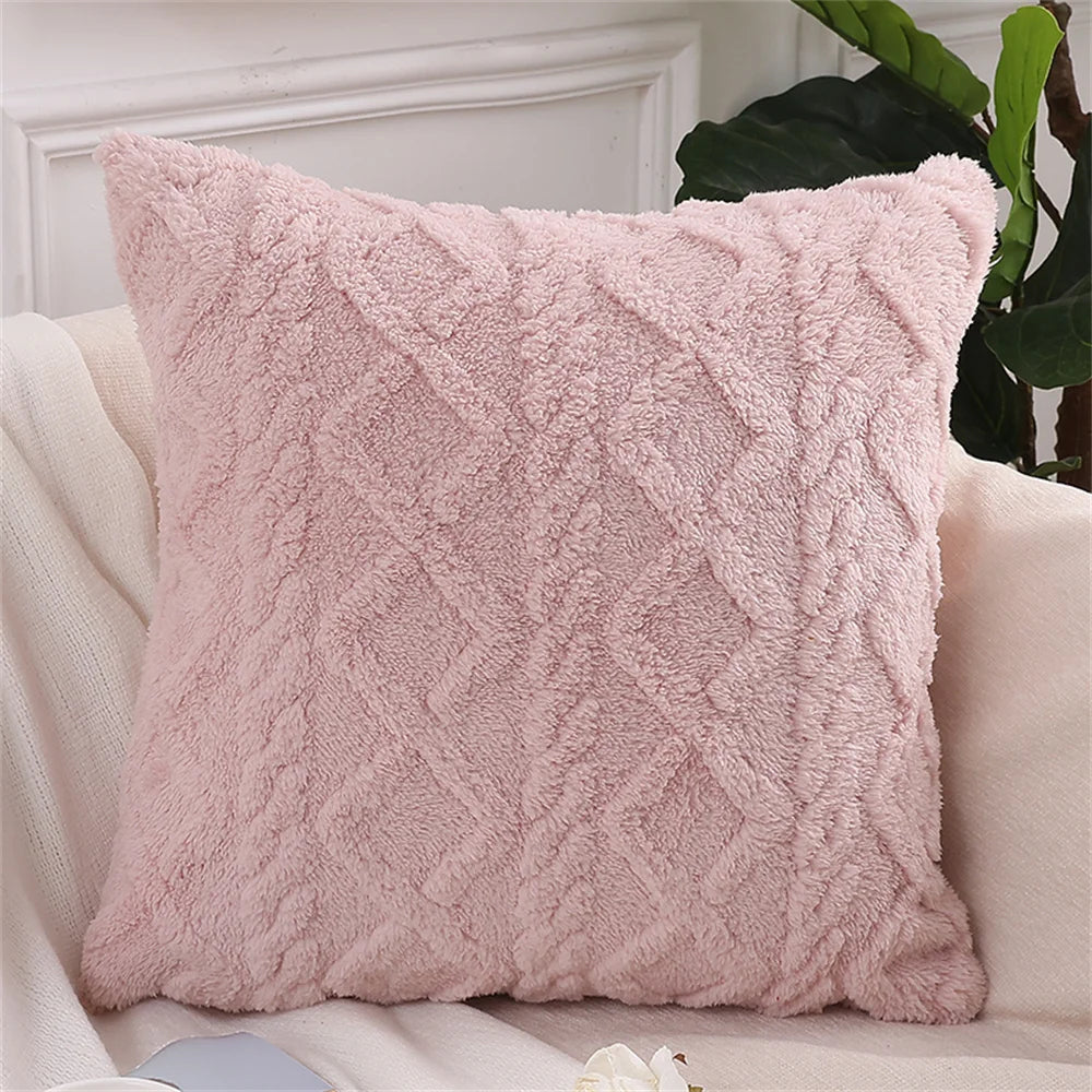 Boho Plush Braided Throw Pillow Covers