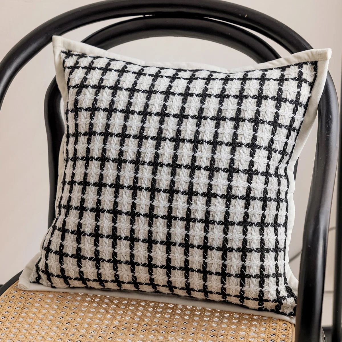 Black Rose Embroidered Cushion Cover β Nordic Chenille Pillowcase for Elegant Living Room Decor
