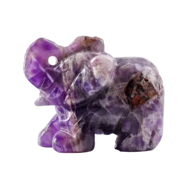 Hand-Carved Crystal Elephant Figurine – Natural Gemstone Animal Statue for Chakra, Meditation & Boho Home Decor
