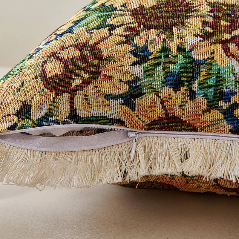 Retro Cotton & Linen Jacquard Throw Pillow Cover β 18" Γ 18" Vintage-Inspired Accent