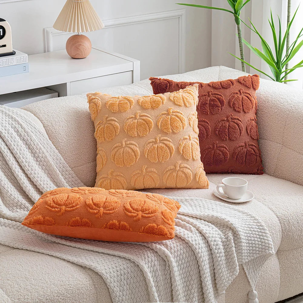 Plush Pumpkin Pillow Cover – Cozy Autumn Accent for Sofa or Bed