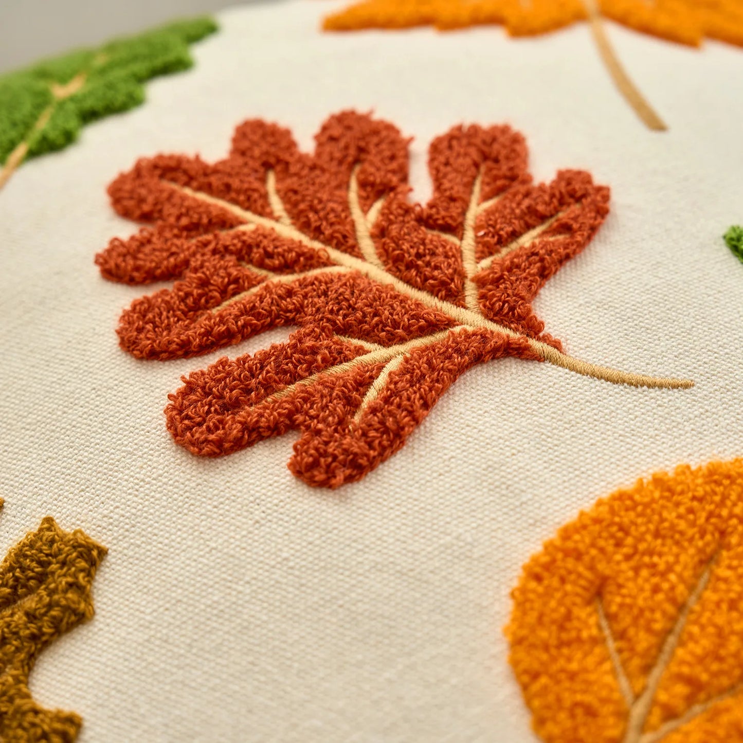 Leaf Halloween maple pumpkin throw pillow cover with festive lettering, autumn-themed decorative cushion for sofa, bed, and seasonal home decor