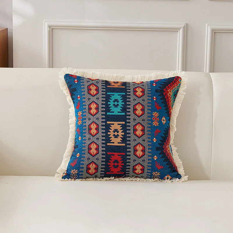 Retro Cotton & Linen Jacquard Throw Pillow Cover β 18" Γ 18" Vintage-Inspired Accent