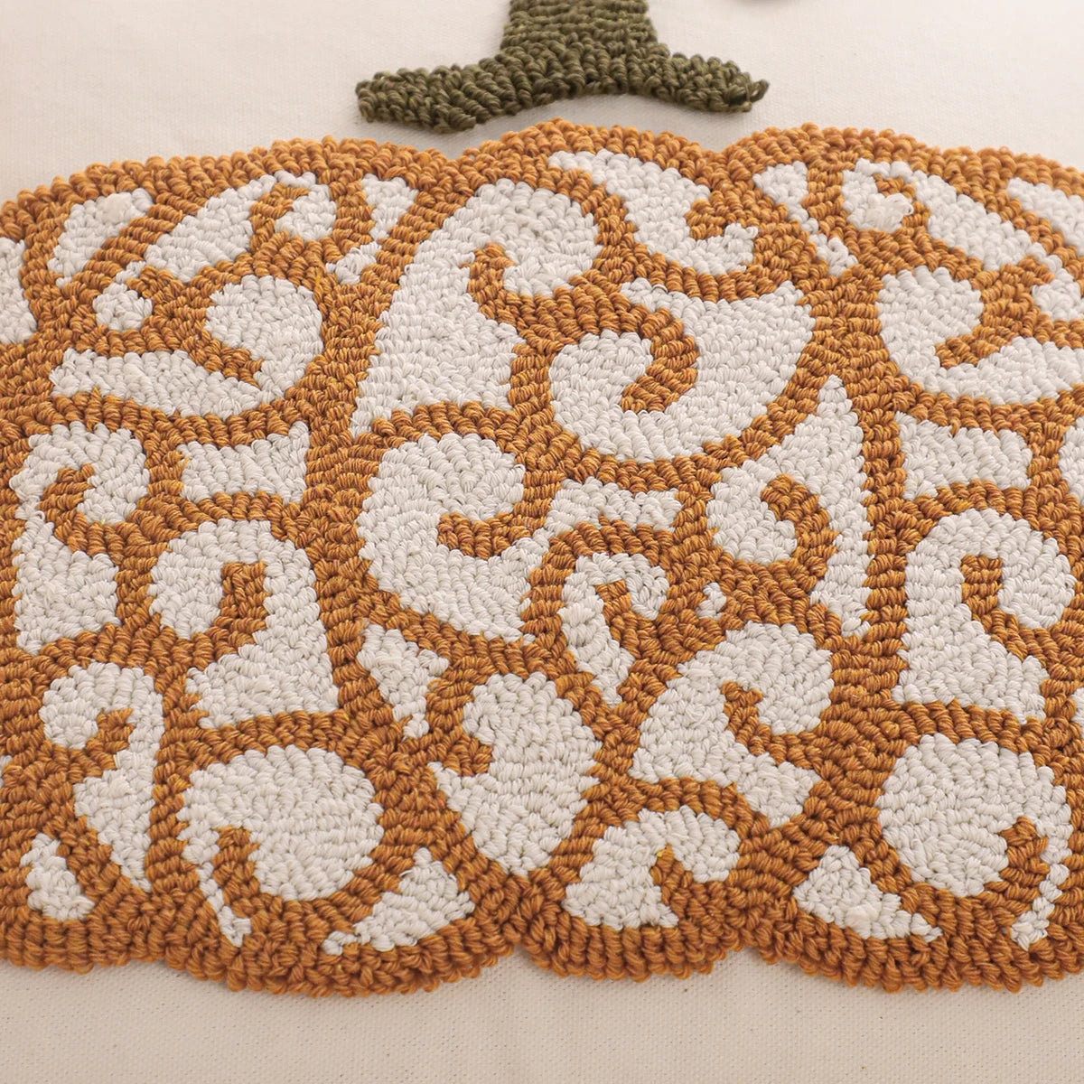 Tufted Halloween pillow cover with pumpkin and ghost embroidery, 18x18 inch festive fall cushion case for sofa, bed, and seasonal boho farmhouse décor
