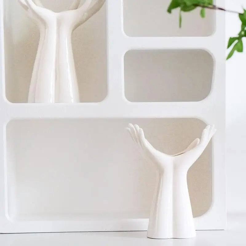 Modern Nordic Hand-Shaped Ceramic Vase – Unique Artistic Flower Pot for Home & Office Decor