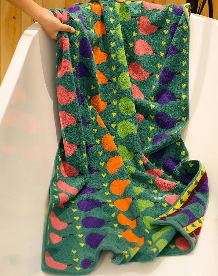 Pear Pattern Cotton Soft & Absorbent Boho Bath Towel