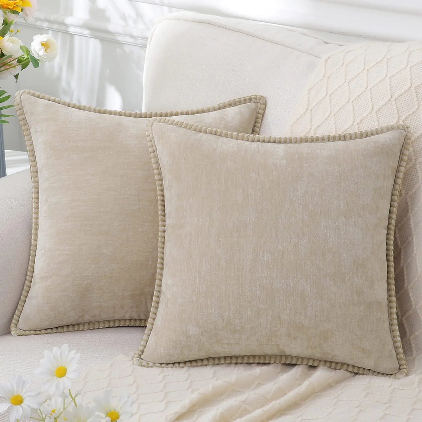 Luxury Chenille Throw Pillow Cover - Forest Green