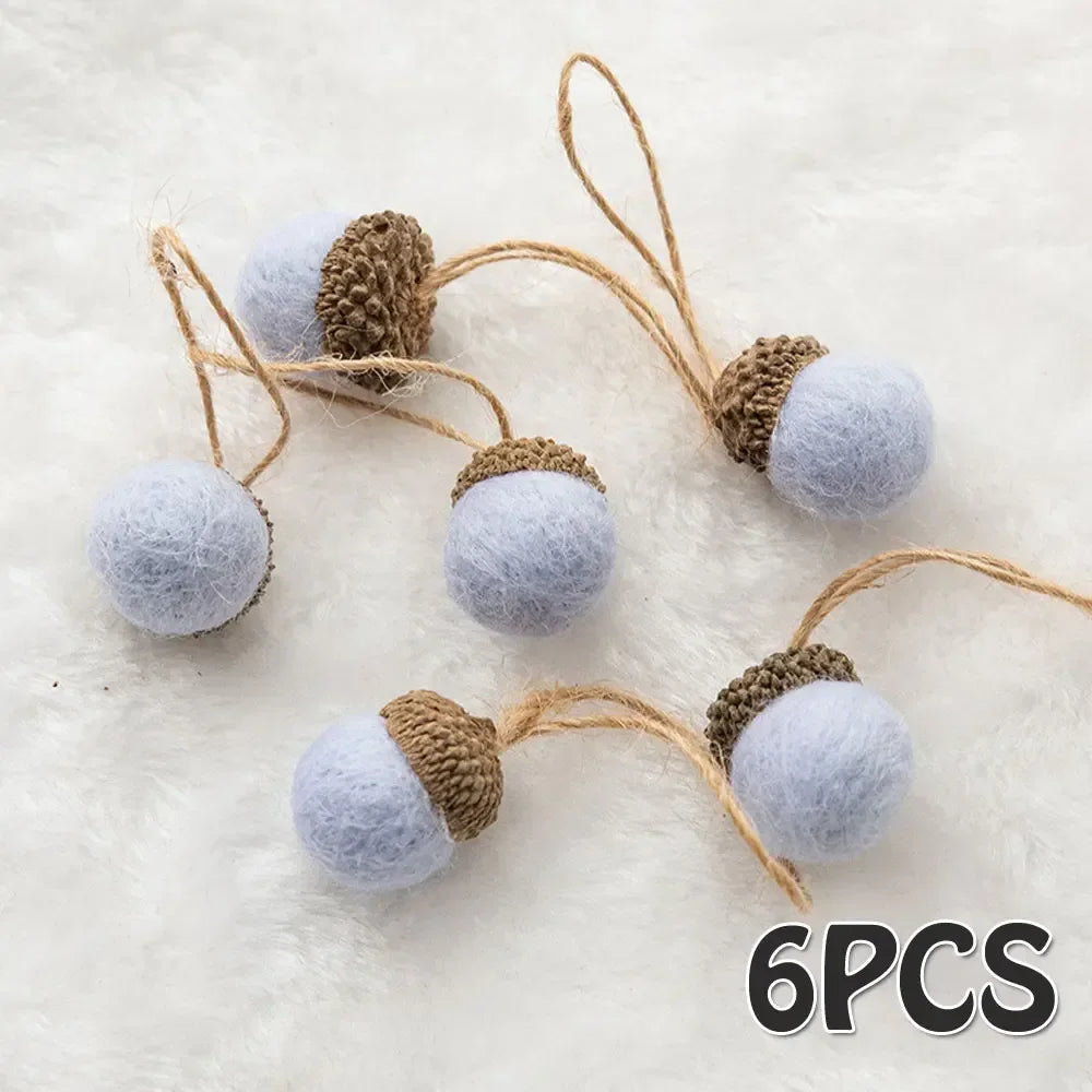 Wool Felt Acorn Ornaments – Set of 6