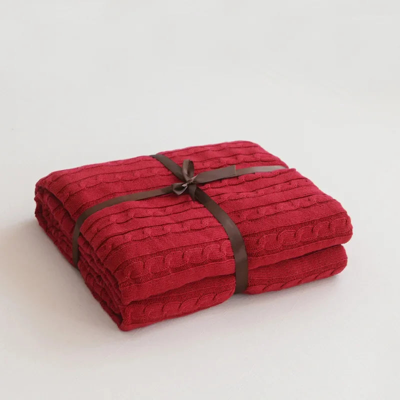 100% Cotton Cable Knit Throw Blanket – Soft & Breathable Boho Home Decor