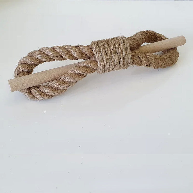 Nautical rope with a wooden rod on a white background boho home decor, curtain tie back, wooden curtain buckle, nordic home accessory, hemp rope curtain tie, rustic window decor, boho curtain accessory, modern farmhouse, minimalist curtain hold, housewarming gift idea