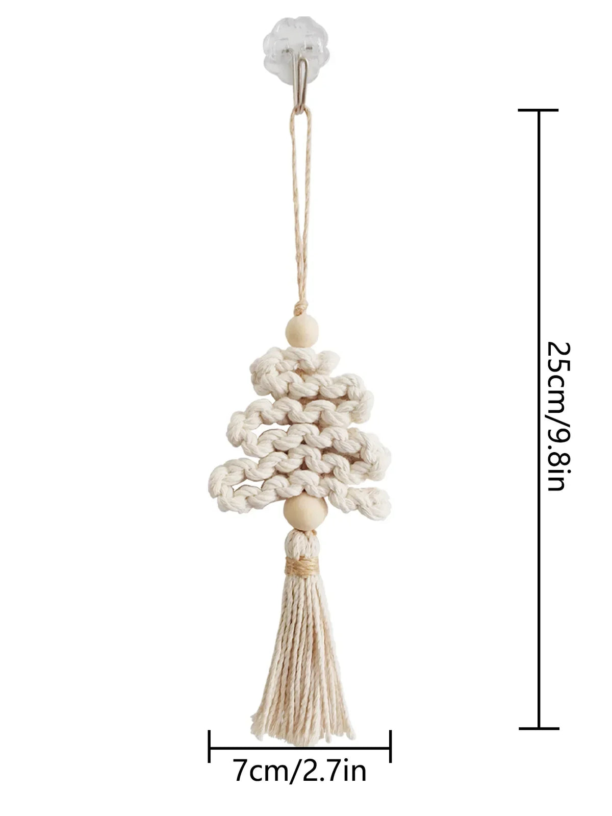 Decorative tassel with measurements on a white background