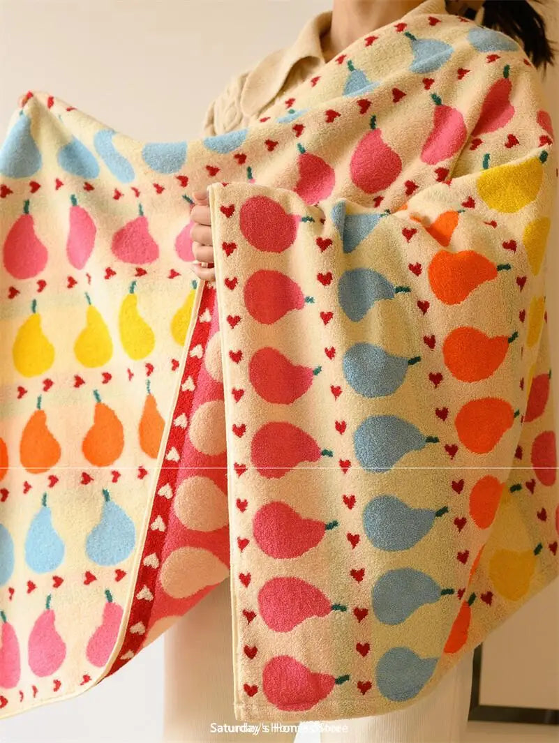 Pear Pattern Cotton Soft & Absorbent Boho Bath Towel