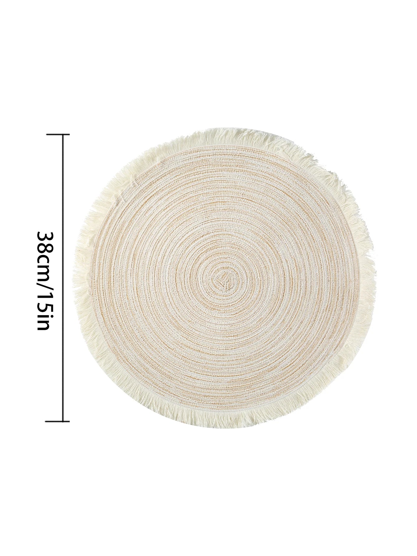Set of 4 Round Braided Placemats – 15" Heat-Resistant Woven Table Mats for Boho Kitchen & Dining Decor