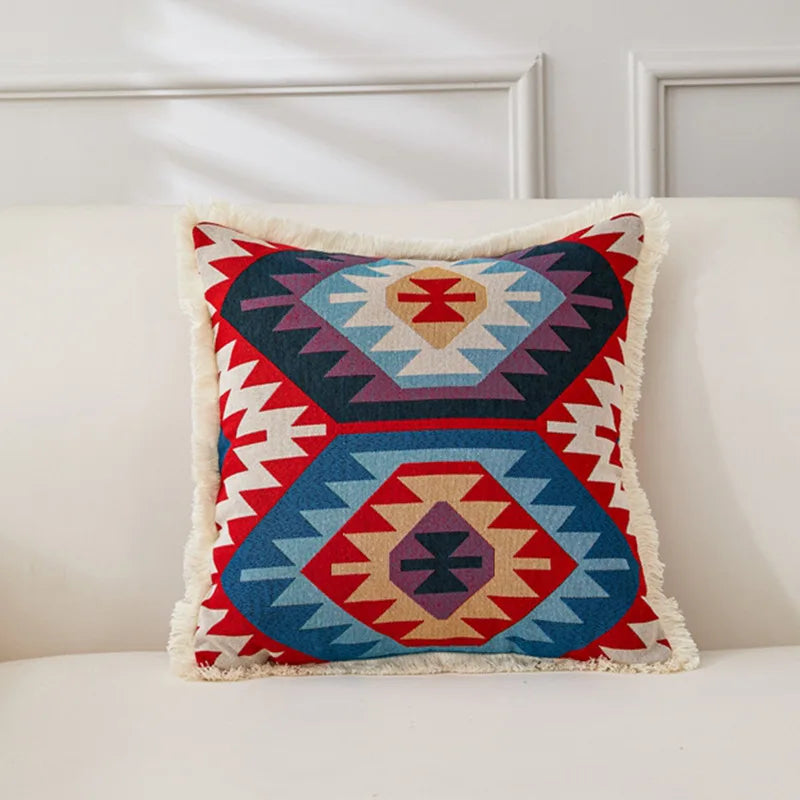 Retro Cotton & Linen Jacquard Throw Pillow Cover β 18" Γ 18" Vintage-Inspired Accent
