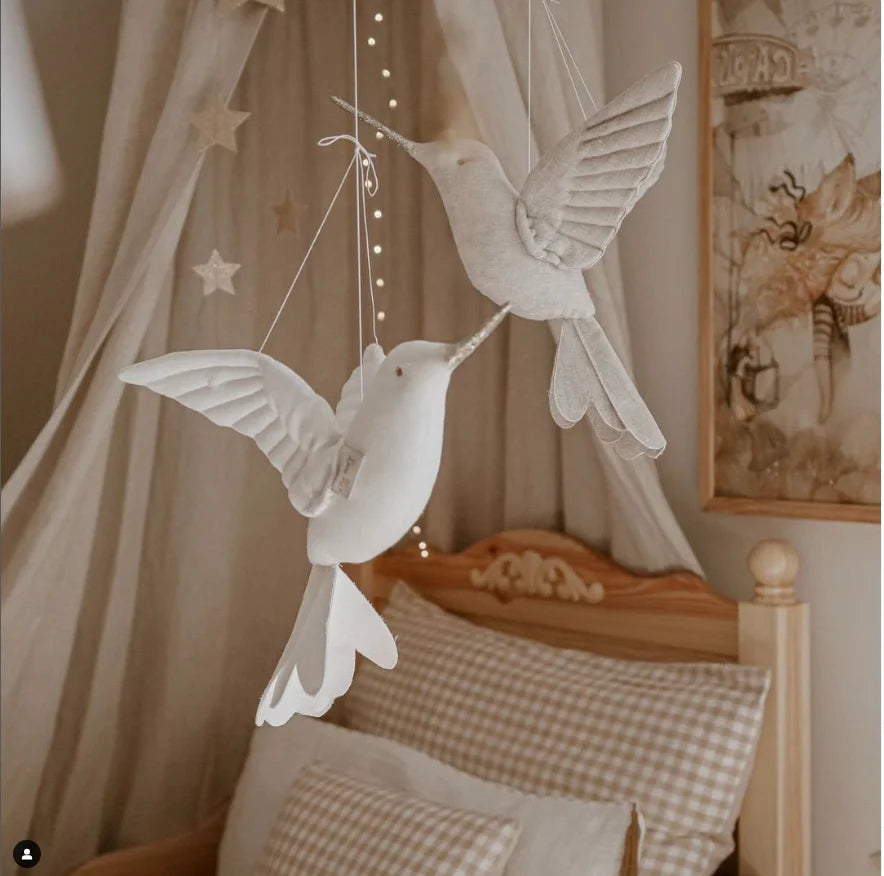 Cute Wall Hanging Hummingbird Plush Stuffed Doll Fabric Home Bedroom Nursery Room Decoration Hanging Bird Baby Decor