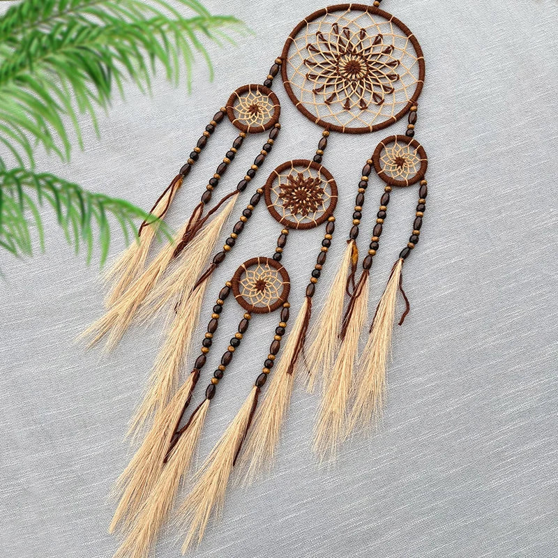 🌾 Bohemian Pampas Grass Dream Catcher – Handwoven Wall Hanging | Boho Home Decor & Housewarming Gift