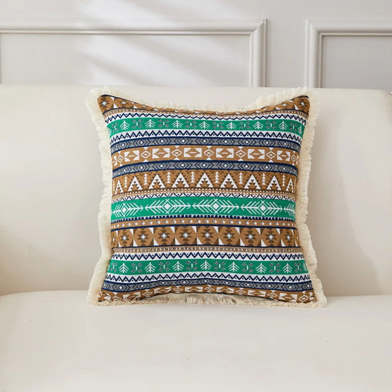 Retro Cotton & Linen Jacquard Throw Pillow Cover β 18" Γ 18" Vintage-Inspired Accent